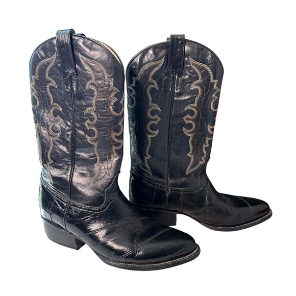 je-ver Other - Je-Ver | Black Eel Leather Cowboy Boots Size Men’s 8.5 Women’s 10.5